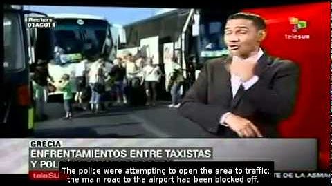 Clashes between riot control police and taxi drivers - Crete