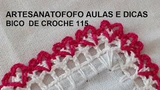 Bico em crochê corações DESTRO  - CROCHÊ  115  bicodecroche coraçãoemcroche