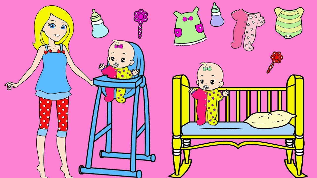 Paper Doll Babysitting Baby Twins 🍼 Paper Playset - YouTube