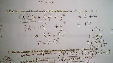 College Algebra  1.1(b)  circles video 2