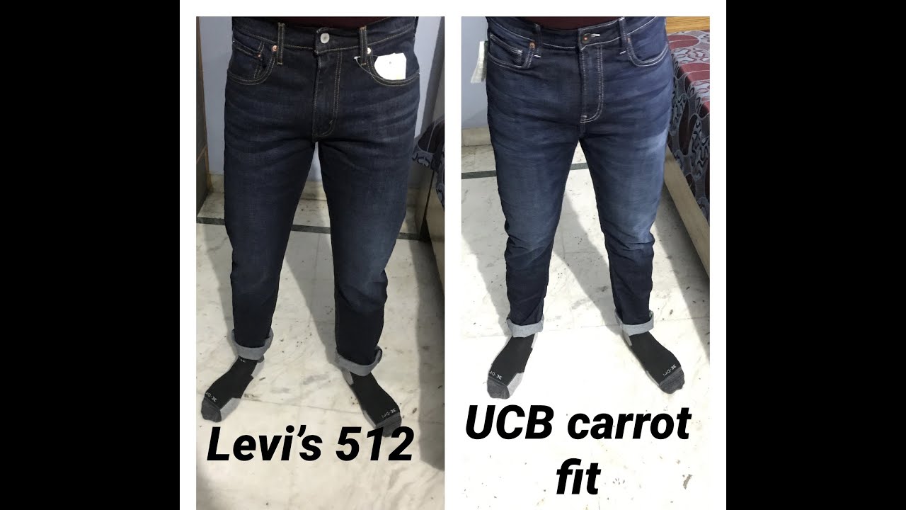 Levi's 512 Slim Tapered fit vs UCB Carrot fit Jeans - YouTube