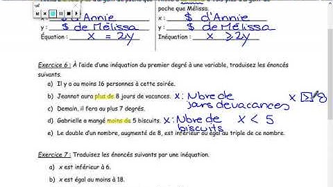 Traduire des inéquations