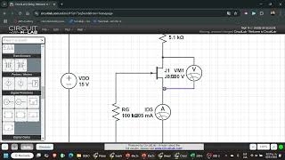 Electrónica | Simulación Circuito de Polarización de JFET con CircuitLab