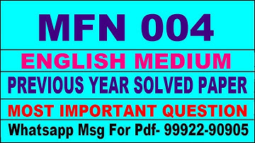 mfn 4 previous year solve paper | mfn 4 important questions | mfn 4 study material
