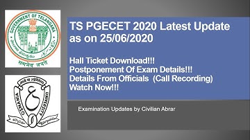 TS PGECET 2020 EXAM | Latest Update as on 25/06/2020