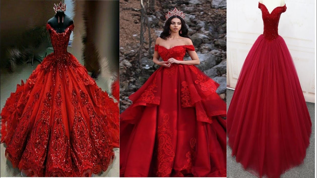 Red colour gown designs ## bridal red ...