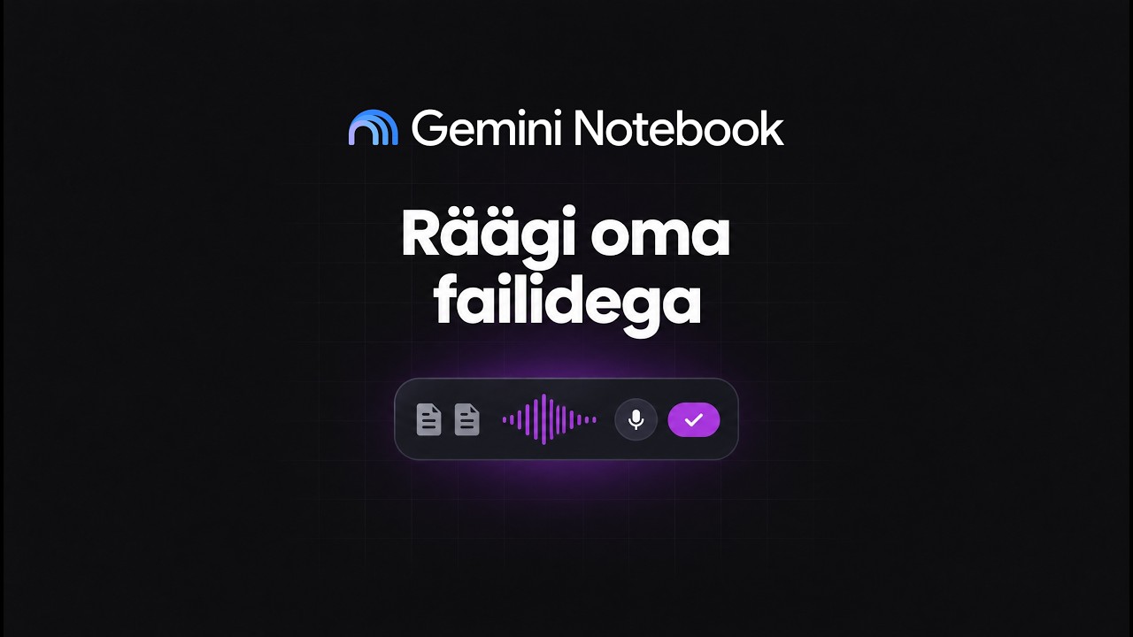 Tume kaanepilt Gemini Notebooki logo, pealkirja „Räägi oma failidega” ning helilaine ja mikrofoniga kaardiga