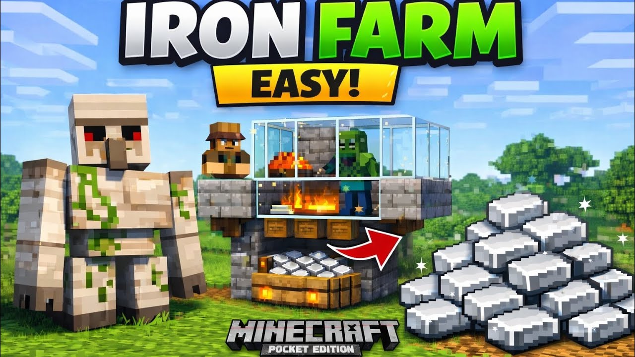 How To Make Iron Farm In Minecraft Pocket Edition | Hindi 