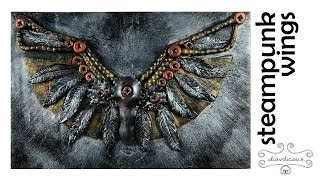 Steampunk wings journal cover - polymer clay TUTORIAL