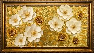 Luxury White & Gold Floral Wall Art  Elegant 3D Decorative Relief Design screenshot 3
