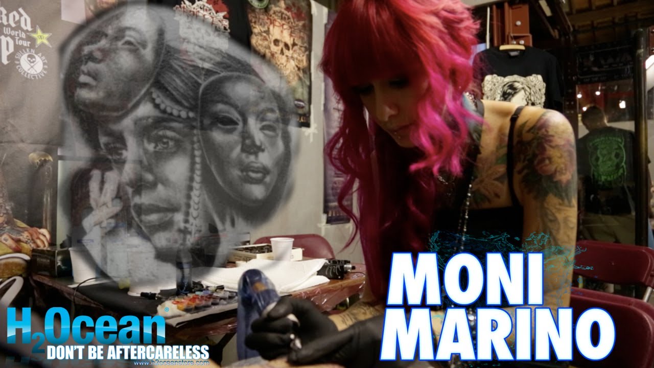 Moni Marino tattooing chest piece at London Tattoo Convention - YouTube