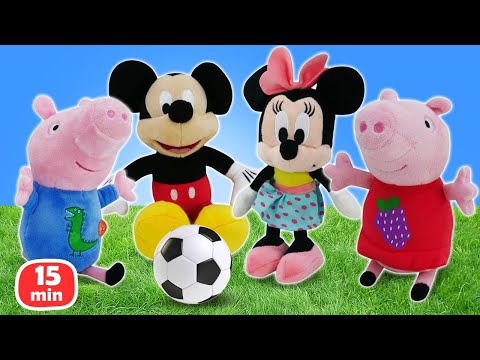 Les jouets Peppa Pig et Mickey Mouse s'amusent au camp d'été! Jeux pour enfants