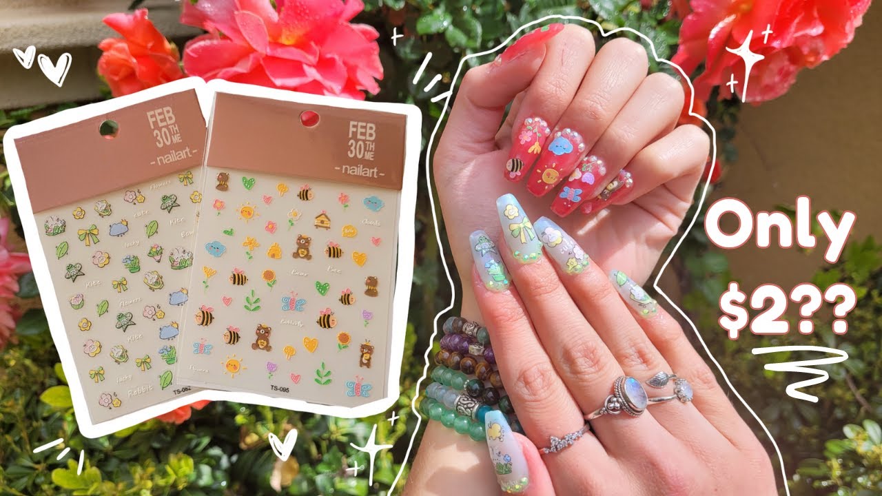 do gel-x nails at home with me | trying cheap nail stickers from Aliexpress