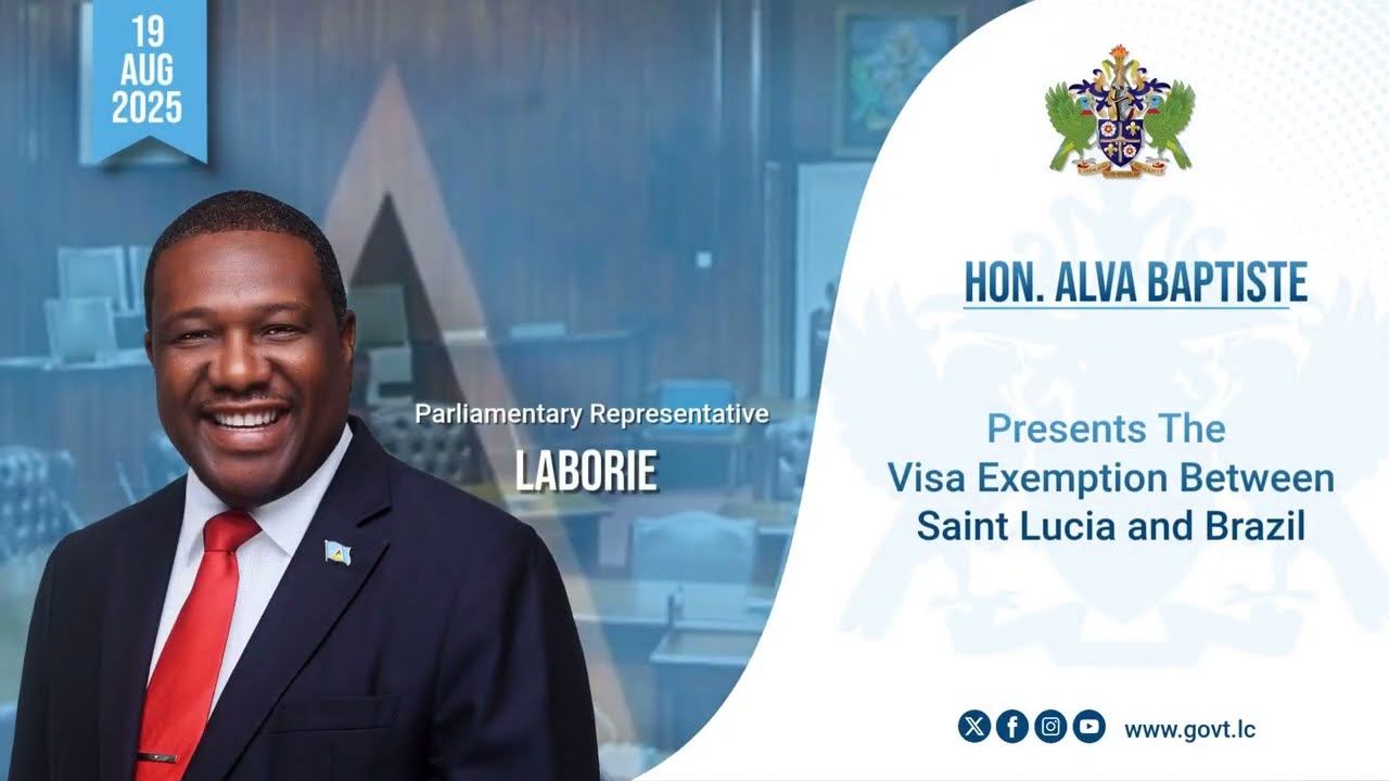 Hon. Alva Baptiste Presents The Visa Exemption Between Saint Lucia and Brazil