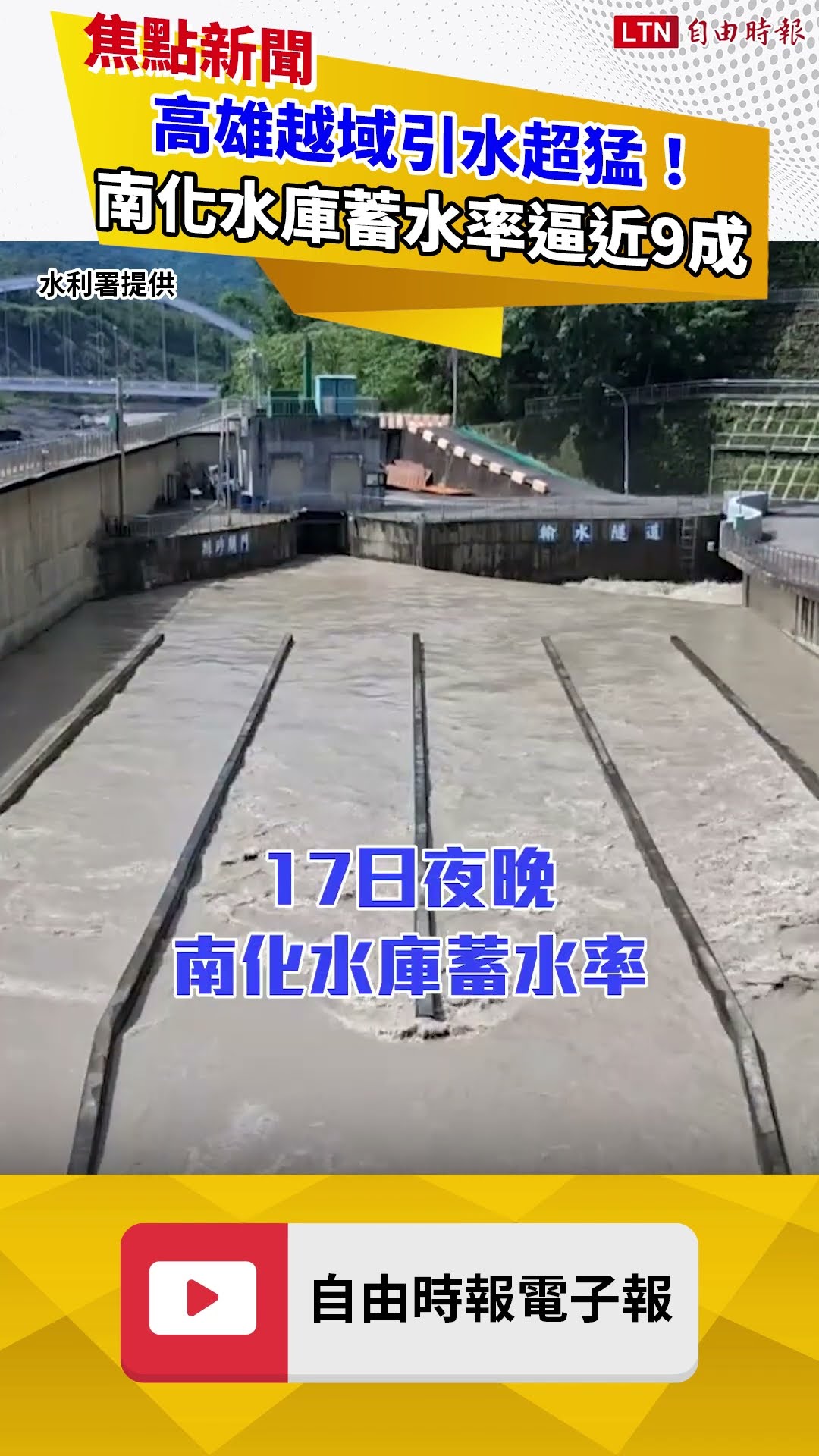 高雄越域引水超猛！南化水庫蓄水率逼近9成