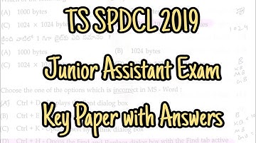 Tsspdcl junior Assistant key paper 2019 | Spdcl junior assistant key paper with answers 2019