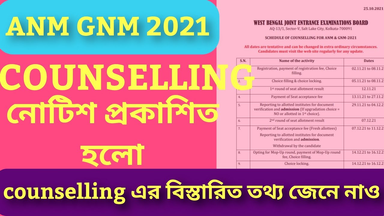 ANM GNM 2021 Counselling Date|ANM GNM Counselling schedule 2021|ANM GNM choice felling process.