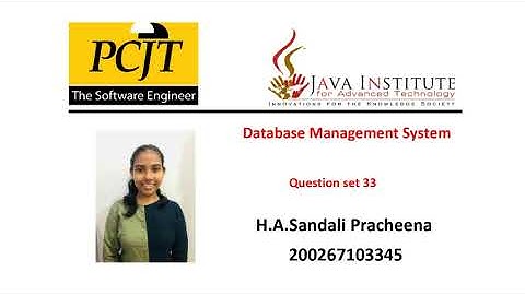 33. Database Management System | Task 33 | 1st Year | Java Institute