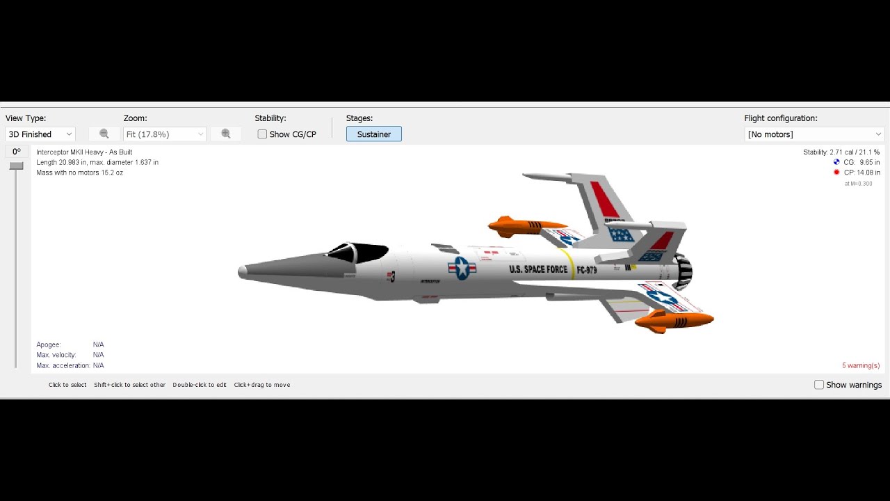 Stability Swing Test of "The Interceptor MKII Heavy" Flying Model Rocket