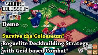 Roguelite Deckbuilding Strategy with Grid Combat! - Let's Try Square Colosseum: Cell B201 [Demo]