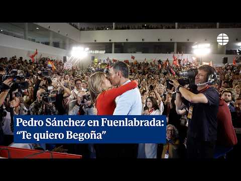 Sánchez turns Fuenlabrada rally into a declaration of love for his wife: "I love you, Begoña"