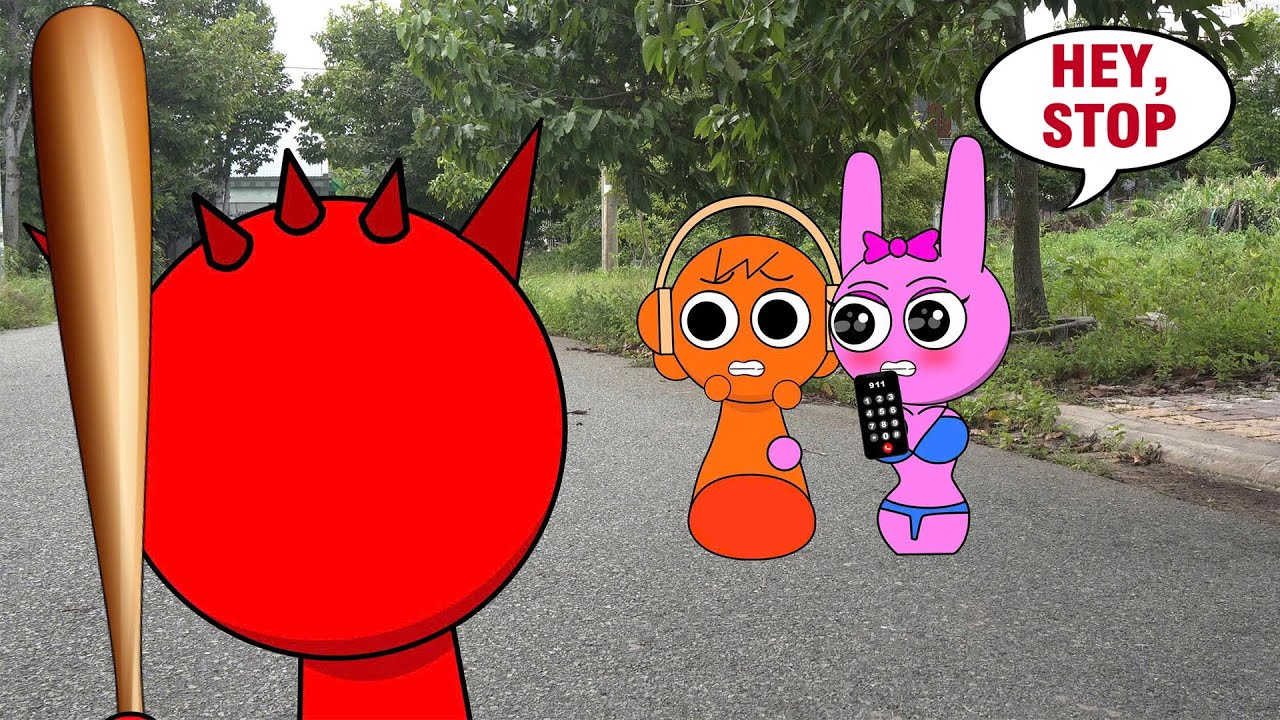 Sprunki Raddy Call Pinki Calls 911 - Pinki Rotects Oren From Raddy ( Sprunki in Real Life ...