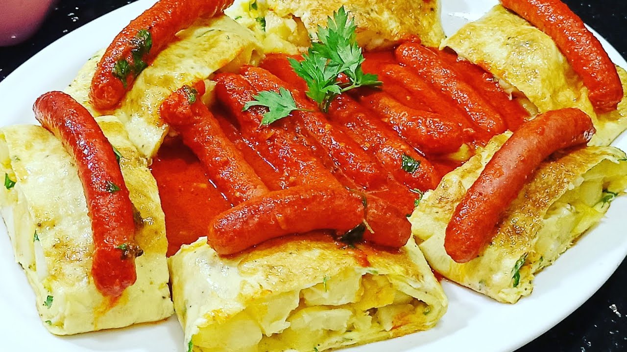 وجبة صيفية مرقاز بصلصة طماطم مع رولي بطاطا وبيض بنة هبال
