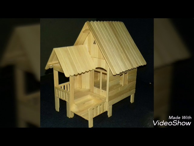 Cara mudah membuat miniatur rumah panggung dari stik es 