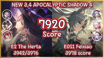 NEW Apocalyptic Shadow 4 : E0S1 Feixiao 3978 & E2 The Herta 3976/3942 pt. clear! | Honkai Star rail