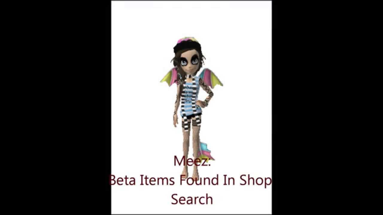 Meez Beta Items Found In Shop Search