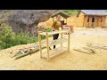 Make beautiful bamboo bowl shelves for the kitchen  alone girl build log cabin off grid