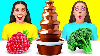 Chocolate Fountain Fondue Challenge | Funny Food Challenges by 4Fun