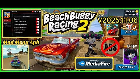 Mod Menu Apk Beach Buggy Racing 2 V2025.11.06 Unlock All Cars Skins Unlock All Drivers Skins ✔📥