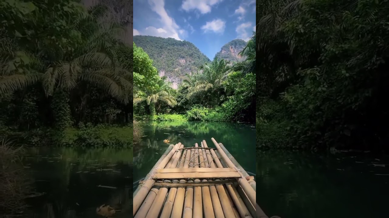 📍Bamboo Raft in Khao Sok National Park, Thailand 🇹🇭