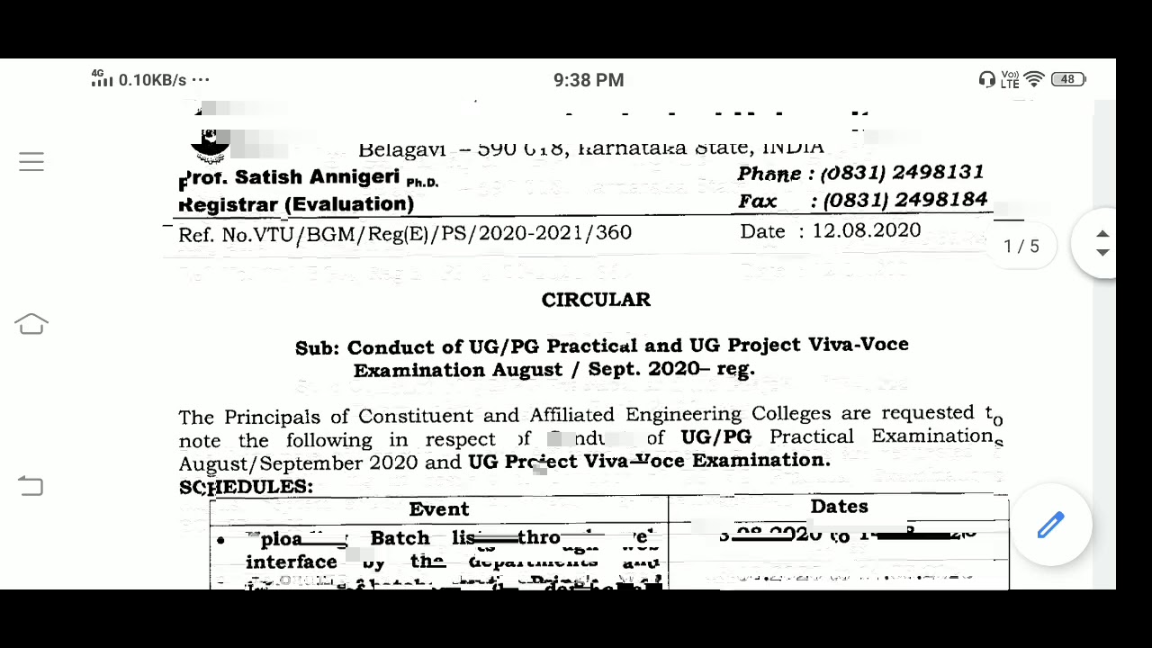 VTU update :12-08-2020