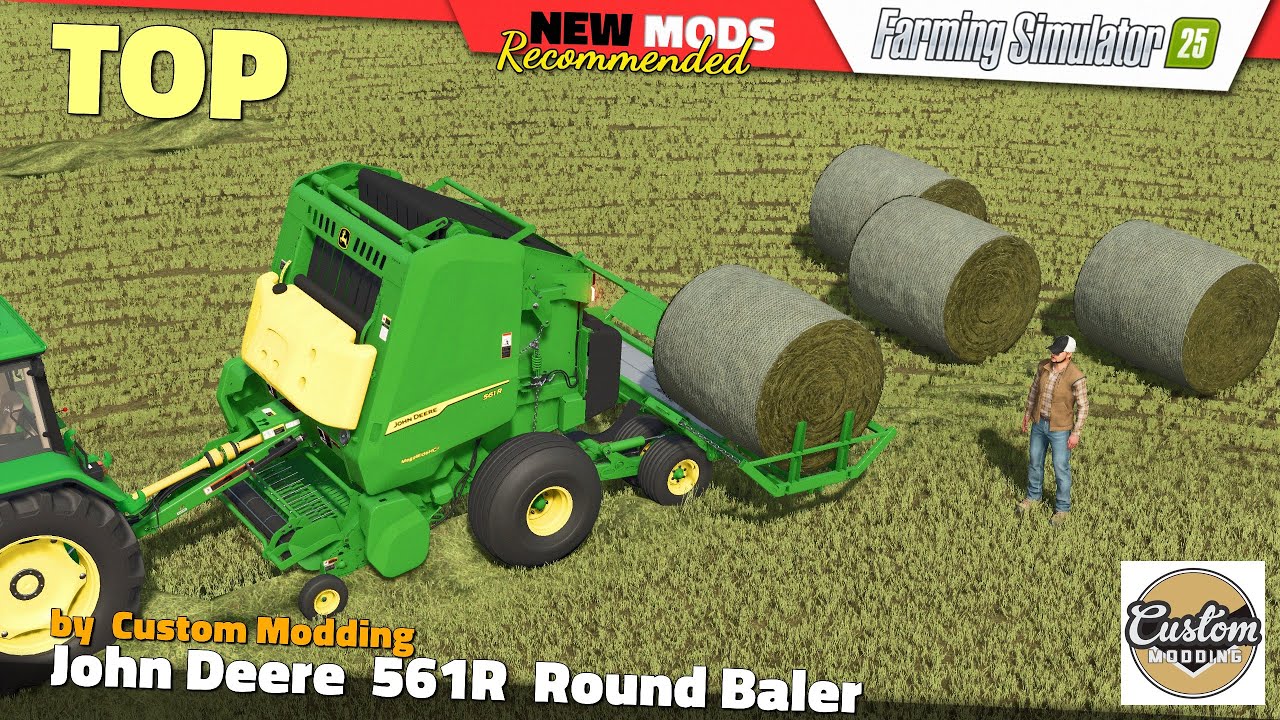 FS25 | John Deere 561R Round Baler and A520R Accumulator - Farming Simulator 25 Mods Review QHD