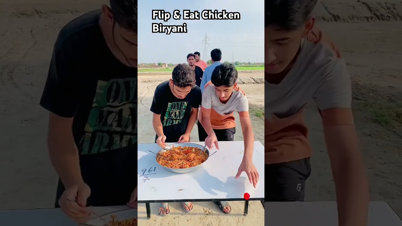 Flip & Eat Chicken Biryani 😋 #challenge #funeverytime #eatingcontest #shorts