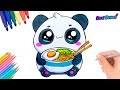 Cómo dibujar un PANDA KAWAII - dibujos fáciles Paso a paso