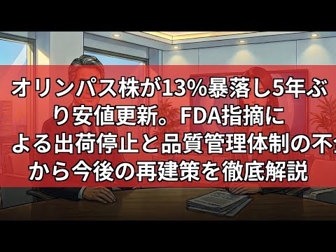 【特集】オリンパス株が13%暴落で5年ぶり安値、時価総額3000億円消失の裏側と復活の条件を分析