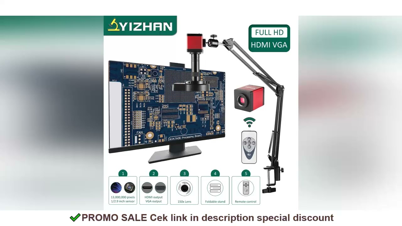 Digital Microscope 100cm Working Distance HDMI VGA 1080P Video Microscopio LED Lights 10~150X Magnif