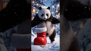 Panda Tries on Santa’s Boots Way Too Big | Nebula Shots