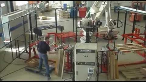 Motoman robot in timber pallet nailing system