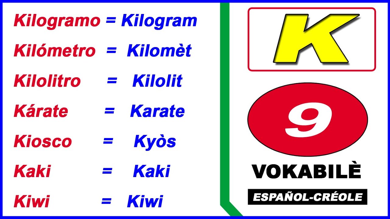 [Part 11] Aprender españolcréole 9 Vocabularios Español Kreyòl