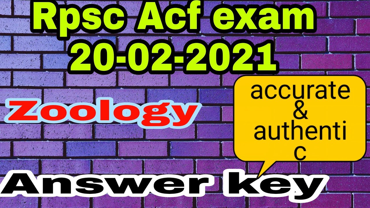 ACF EXAM ZOOLOGY ANSWER KEY
