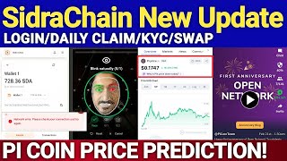 SidraChain Login, Claim Daily, KYC and SDA Swap Issue Problem Update | Pi Price Prediction 2026?