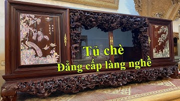 Siêu phẩm tủ chè gỗ gụ khảm ốc đỏ Singapore, tủ chè tứ linh bát tiên cao cấp