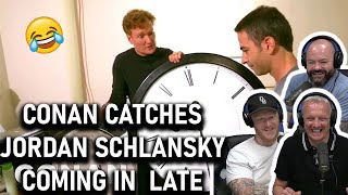Conan Catches Jordan Schlansky Coming In Late REACTION!! | OFFICE BLOKES REACT!!