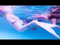 Three Mermaids Hit the Pool! // mermaid swimming vlog