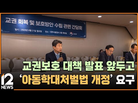교권 <strong>보호</strong> 대책 <strong>발표</strong> 앞두고 &amp;#39;아동학대처벌법 개정&amp;#39; 요구  / EBS뉴스 2023. 08. 22