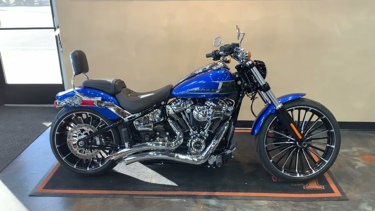Custom Exhaust! 2024 Harley-Davidson Softail Breakout 117 in Blue Burst-FXBR